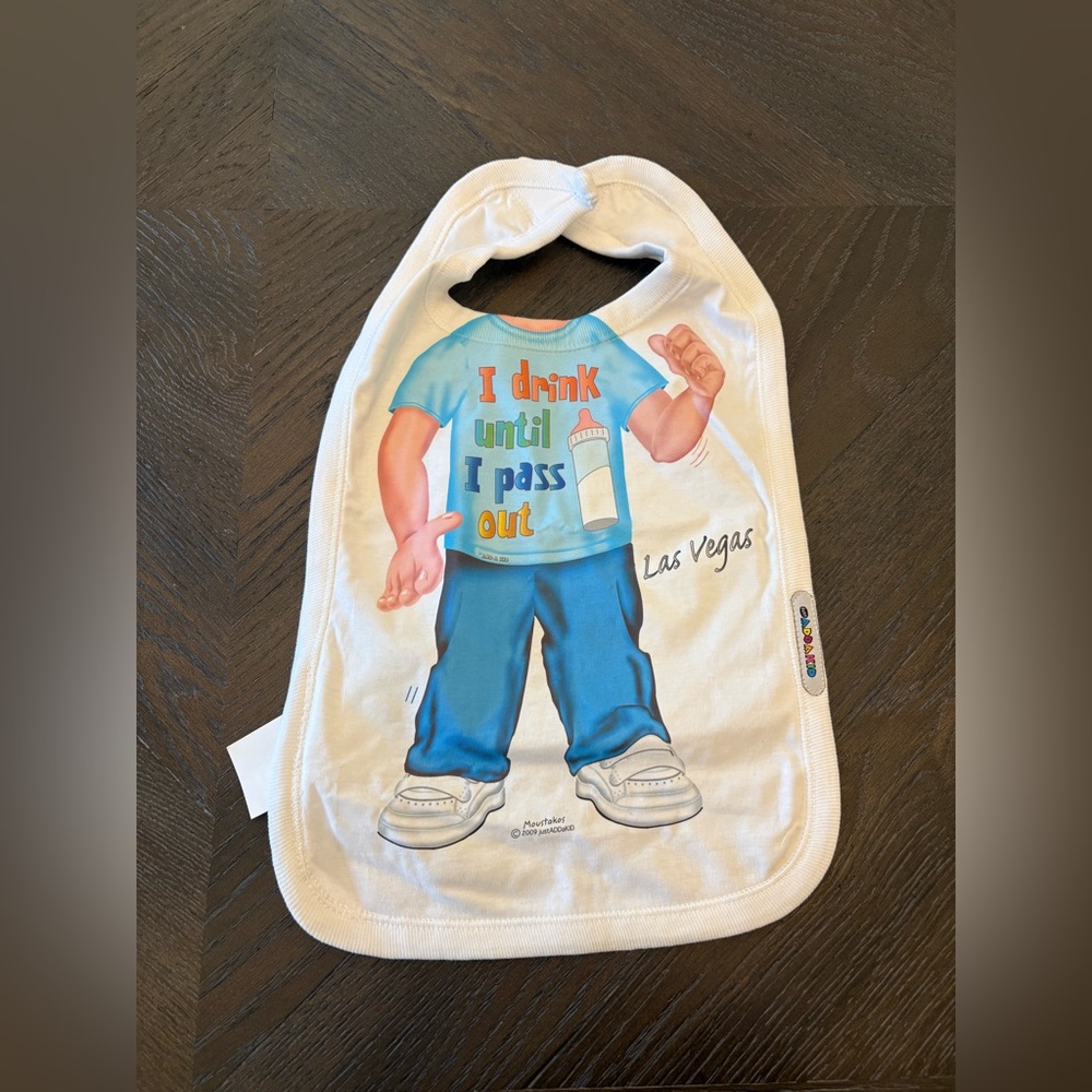 Caesar’s Las Vegas Baby Bib Long I Drink Until I Pass Out Funny Gag Novelty